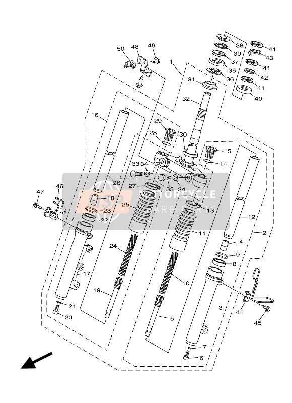 4P7F31001200, Ass.Forcella Anteriore, Yamaha, 0